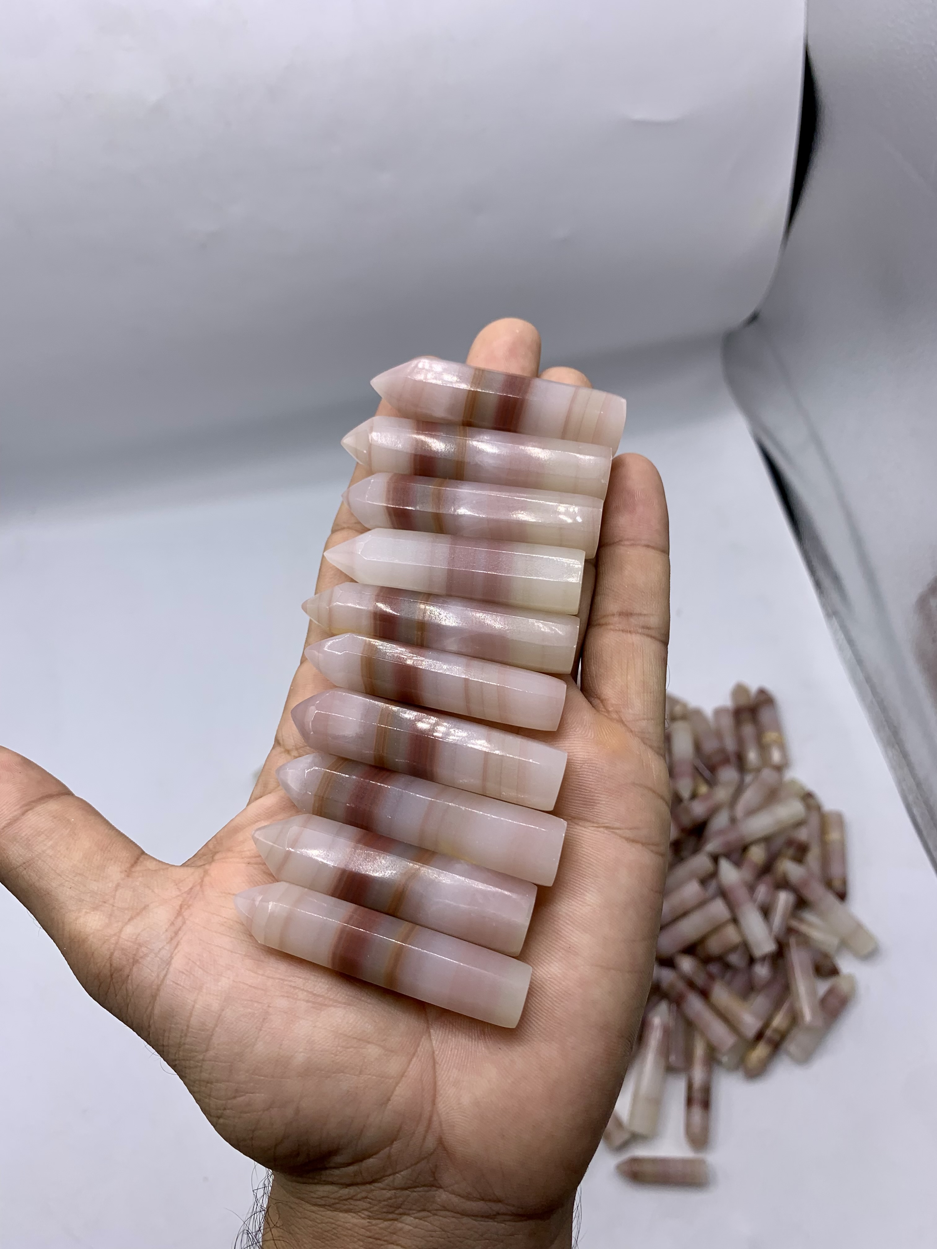 Pink banded onyx mini size towers