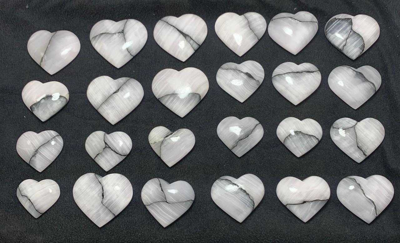 Smoky pink calcite Hearts