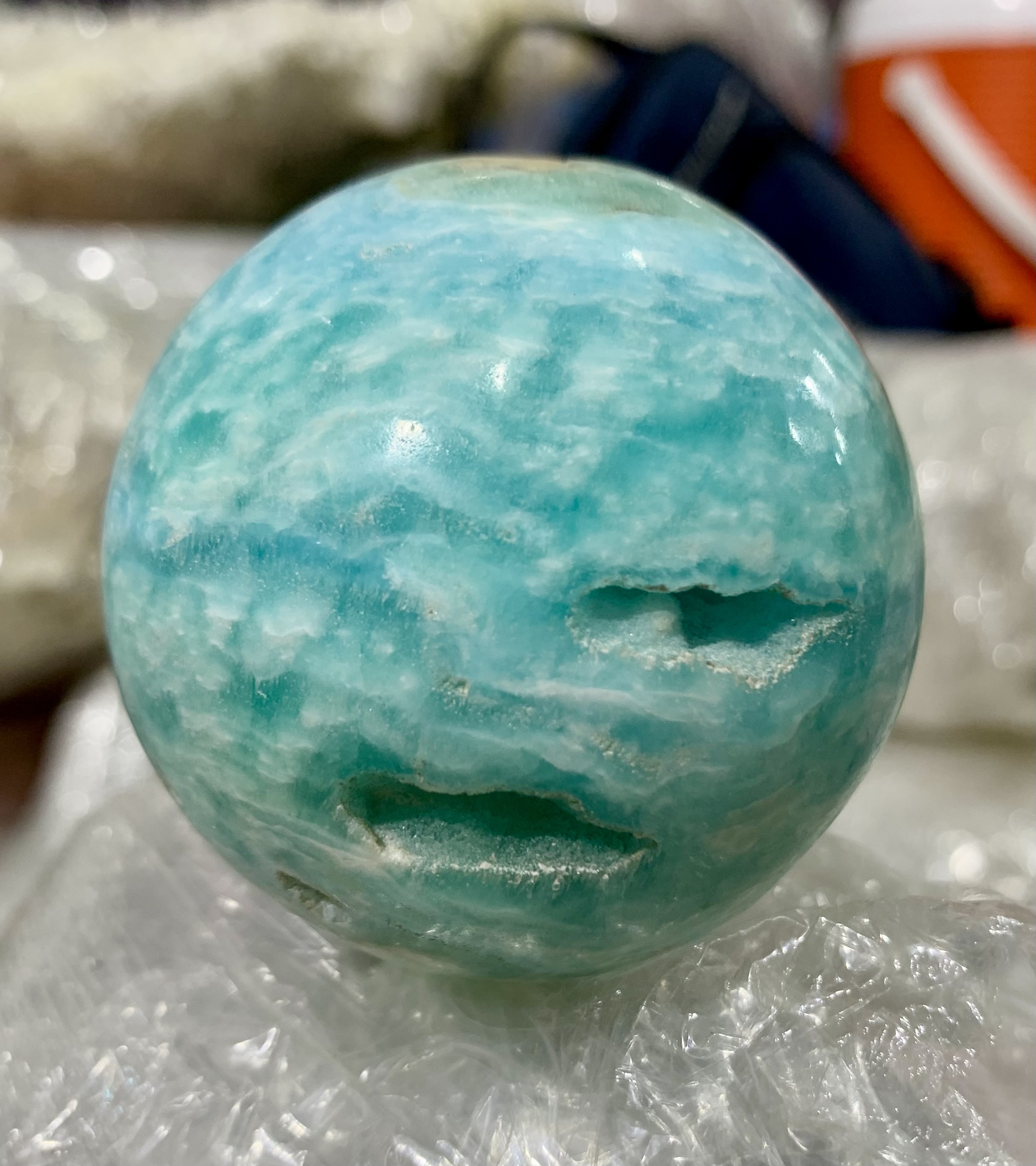 Natural Blue aragonite spheres