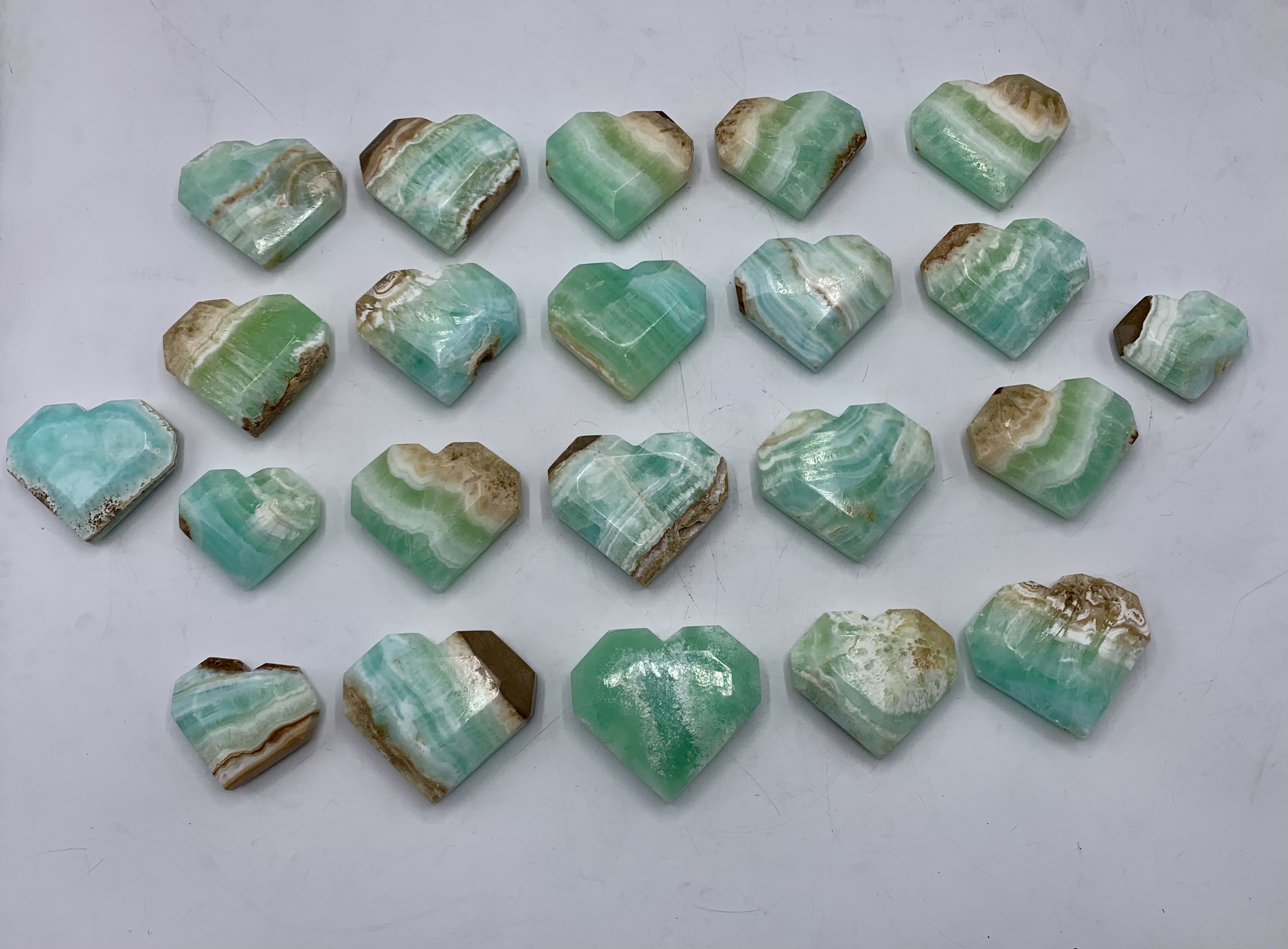 Natural Caribbean calcite hearts