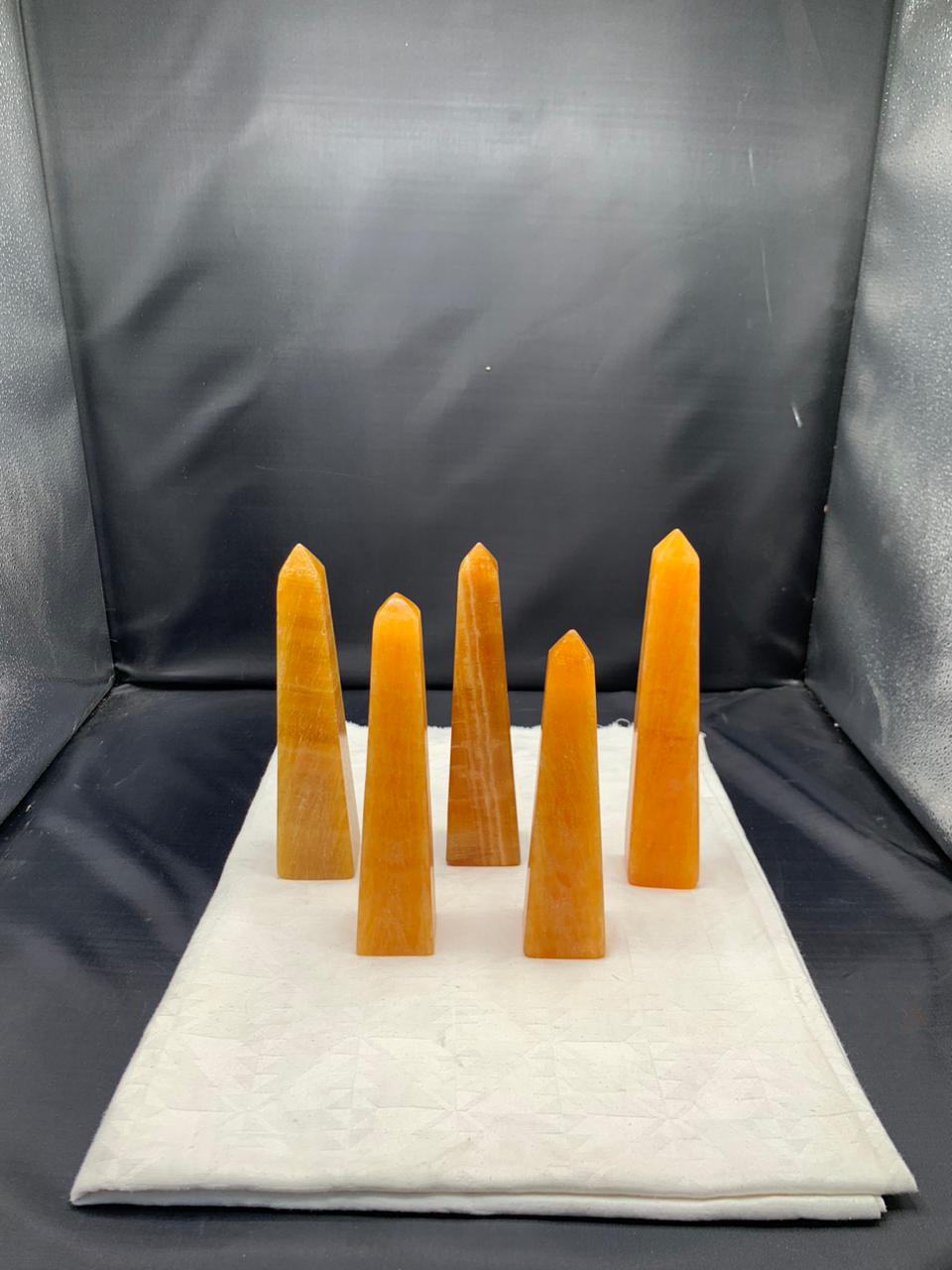 Natural Orange calcite Towers