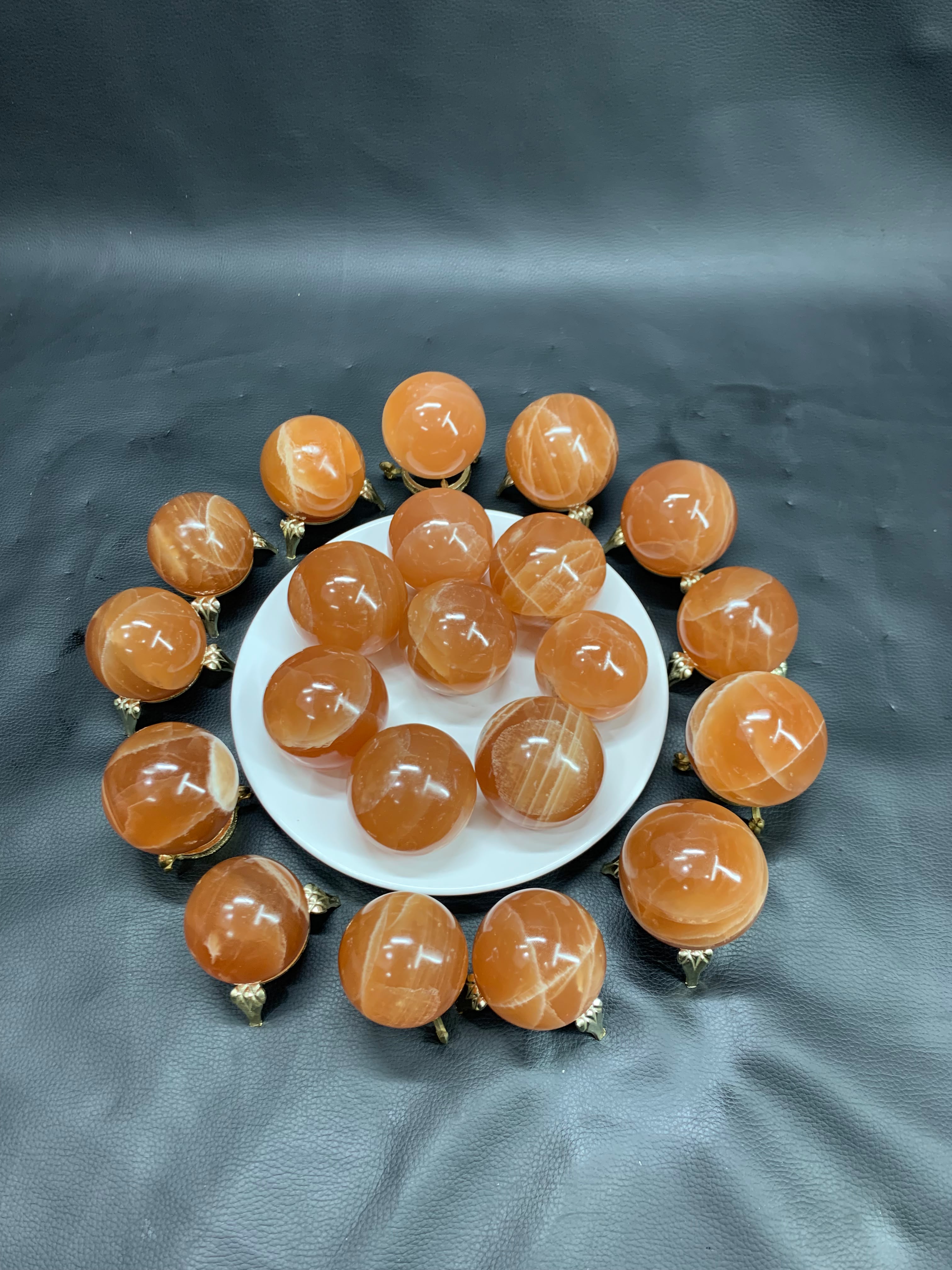 Natural Honey calcite spheres