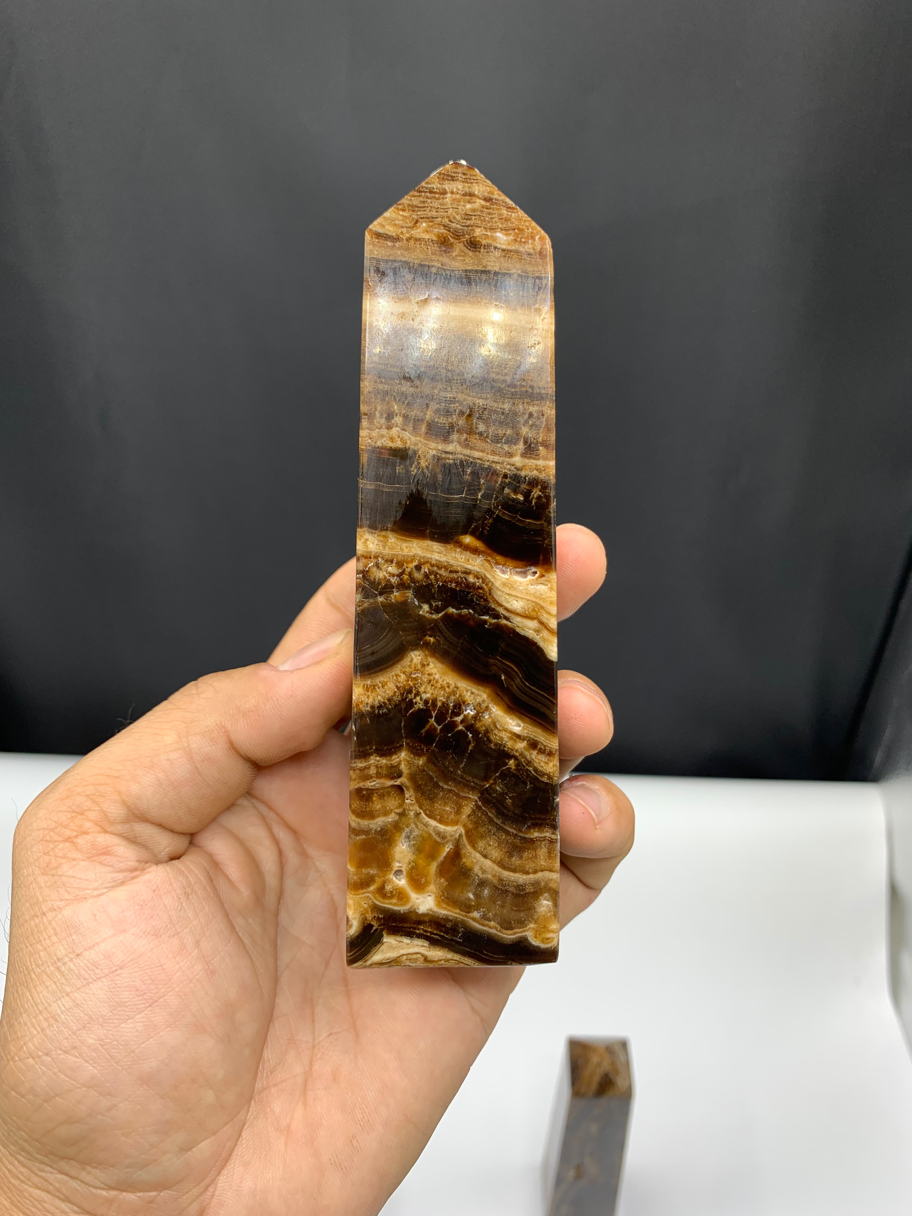Natural Chocolate Calcite Polished Tower - Top Quality