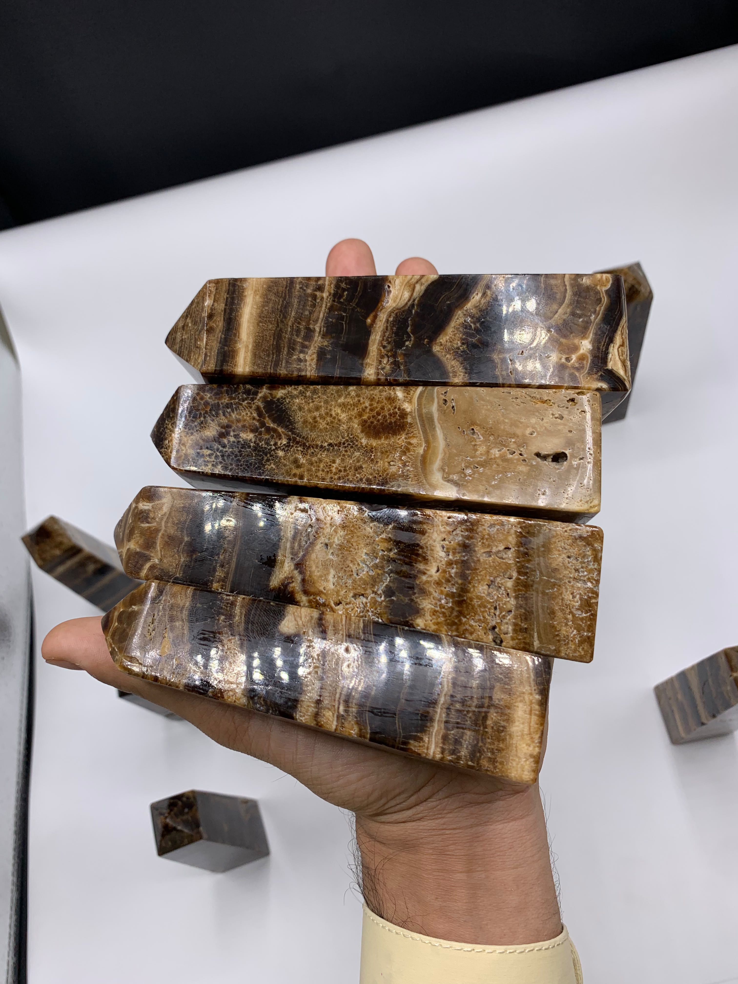 Natural Chocolate Calcite Polished Tower - Top Quality thumbnail 2