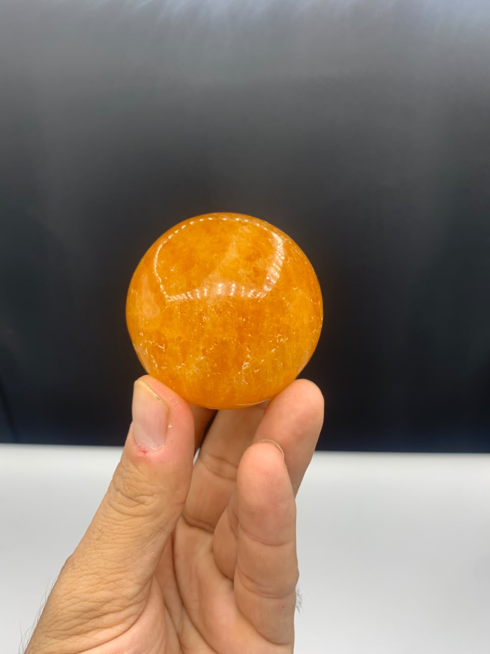 Natural Orange Calcite Polished Spheres - Top Quality