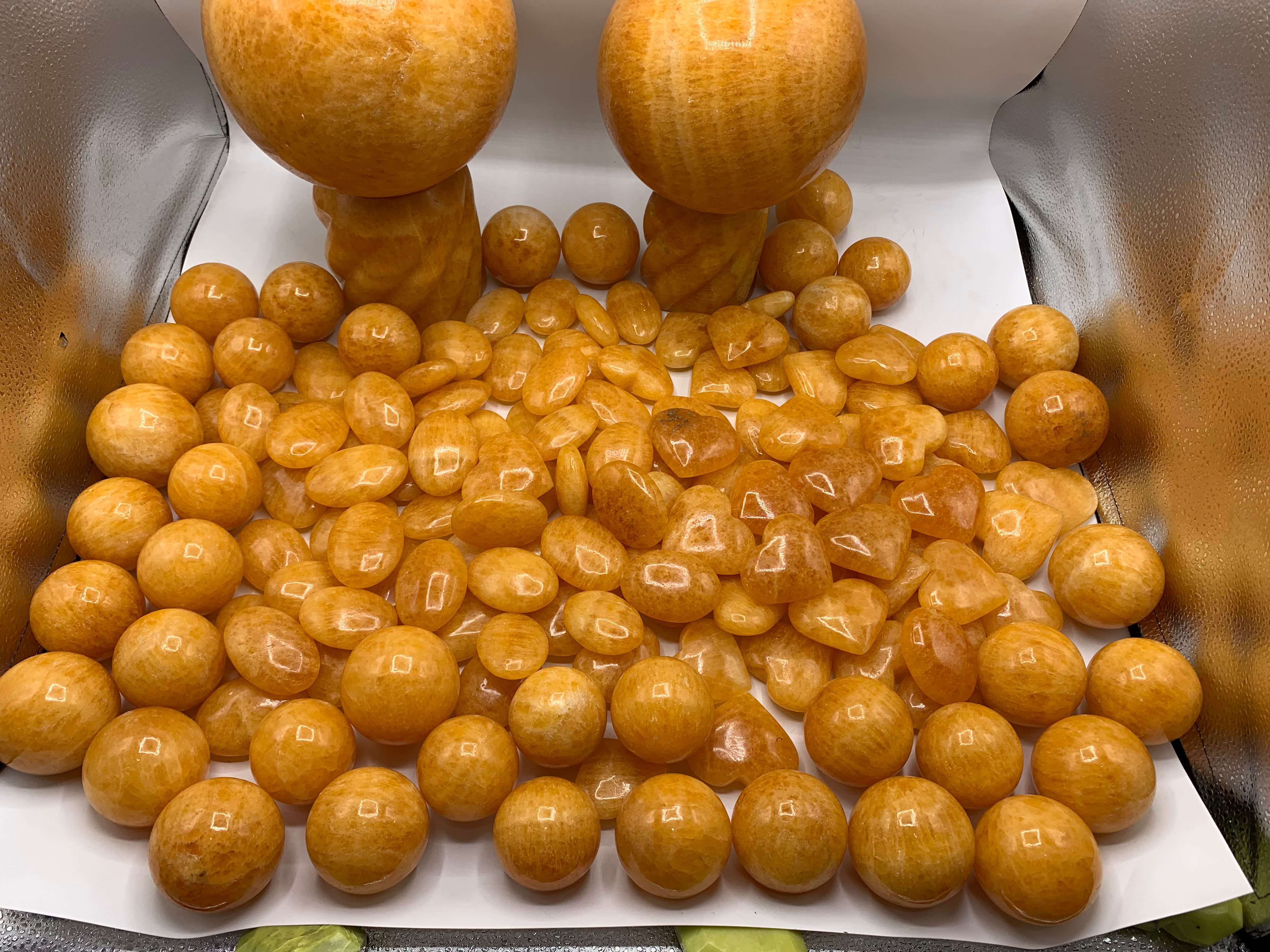 Natural Orange Calcite Polished Spheres - Top Quality thumbnail 2