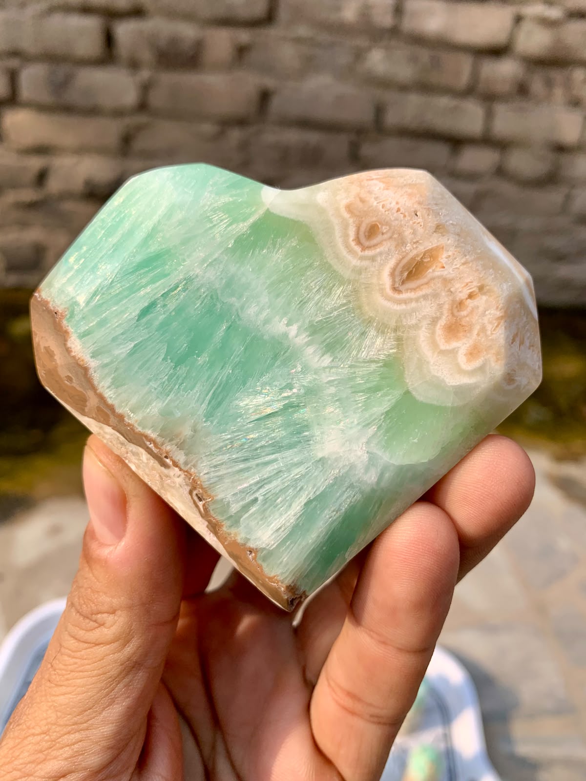 Natural Caribbean Calcite Polished Heart - Top Quality