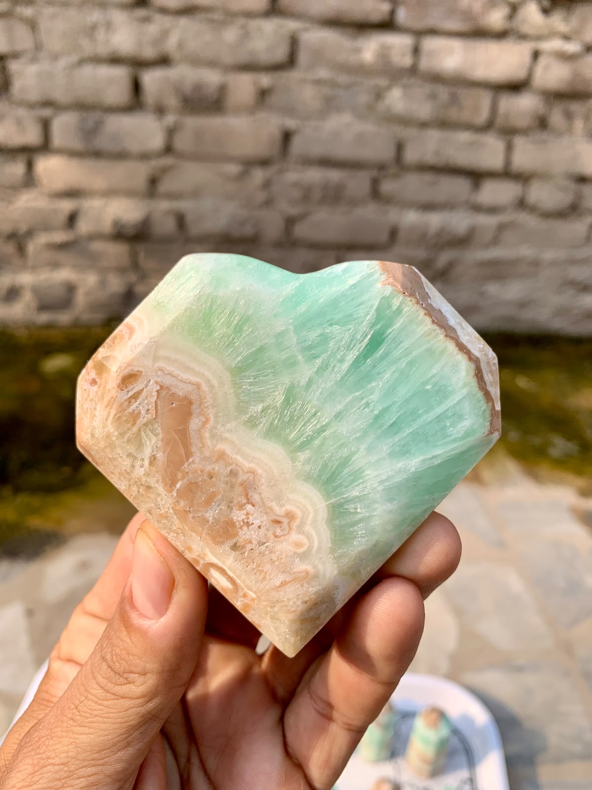 Natural Caribbean Calcite Polished Heart - Top Quality thumbnail 2