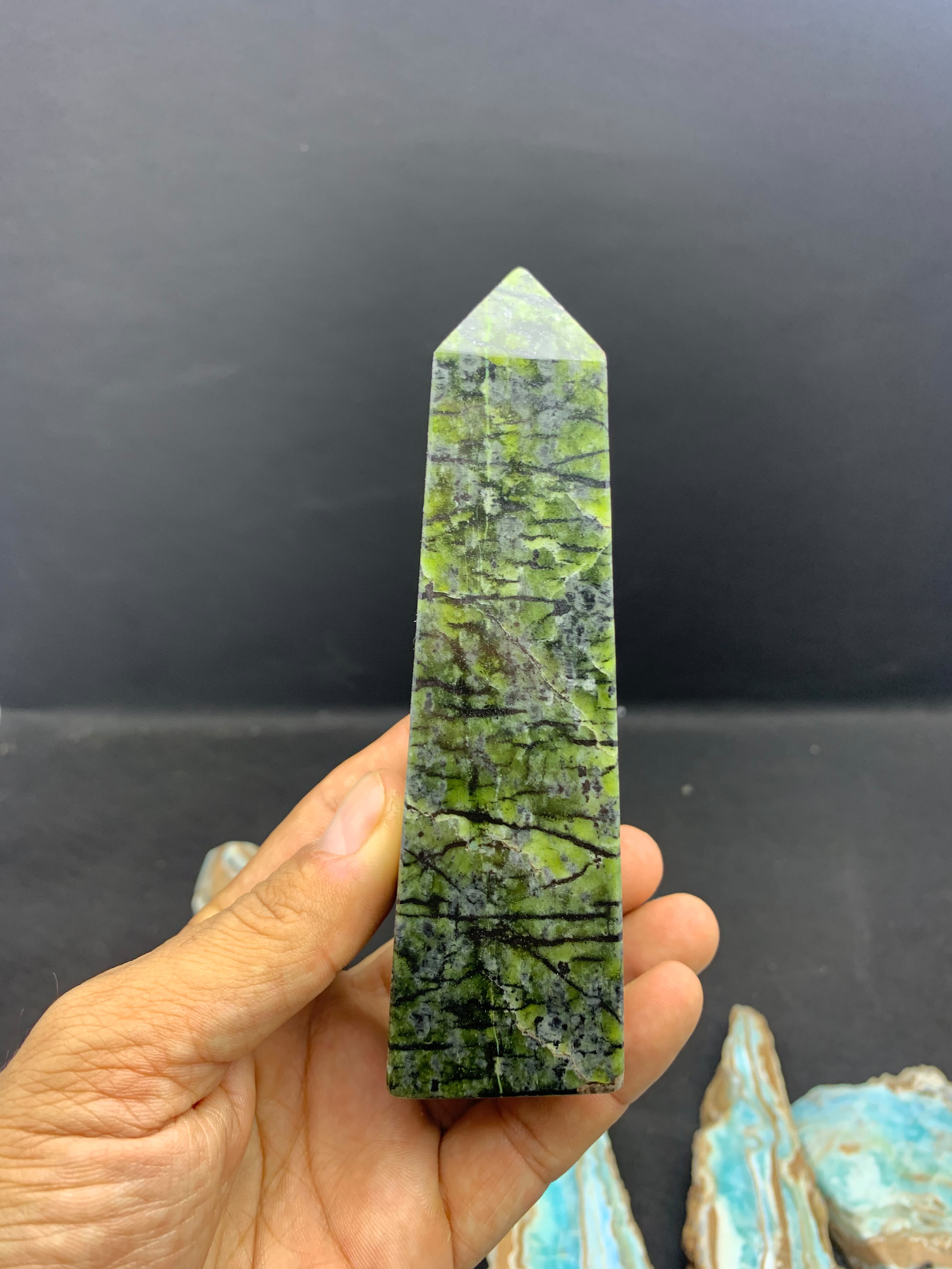 Natural Jungle Green Polished Tower - Top Quality from Afghanistan thumbnail 2